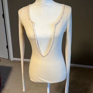 Abercrombie & Fitch beaded trim layering sweater